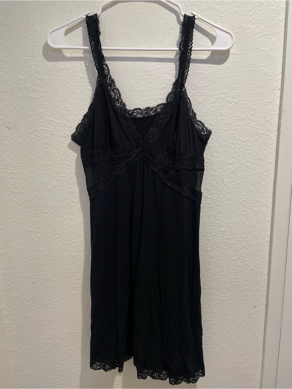 ✨ Adore Me Primrose Black Lace Mesh Micro Slip Dress • Small S ✨